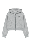 MARITHE SPORT W OVERSIZED SOFT BRUSHED FULL ZIP-UP IN HEATHER GREY