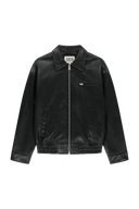 FAUX LEATHER COLLAR JACKET IN BLACK