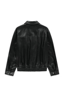 FAUX LEATHER COLLAR JACKET IN BLACK