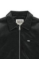 FAUX LEATHER COLLAR JACKET IN BLACK