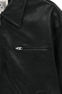 FAUX LEATHER COLLAR JACKET IN BLACK