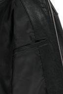 FAUX LEATHER COLLAR JACKET IN BLACK