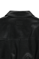 FAUX LEATHER COLLAR JACKET IN BLACK