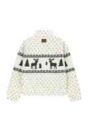 HIGH NECK PATTERN FLEECE JACKET IN IVORY