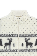 HIGH NECK PATTERN FLEECE JACKET IN IVORY
