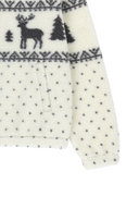 HIGH NECK PATTERN FLEECE JACKET IN IVORY