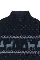 HIGH NECK PATTERN FLEECE JACKET IN NAVY