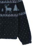HIGH NECK PATTERN FLEECE JACKET IN NAVY