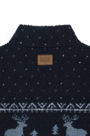 HIGH NECK PATTERN FLEECE JACKET IN NAVY