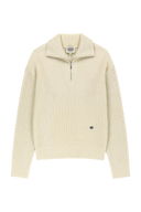 W CABLE POINT HALF ZIP-UP KNIT IN IVORY