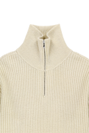 W CABLE POINT HALF ZIP-UP KNIT IN IVORY