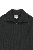 W CABLE POINT HALF ZIP-UP KNIT IN CHARCOAL GREY