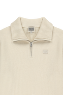 SMALL CLASSIC LOGO OVERSIZED HALF ZIP-UP KNIT IN IVORY