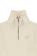 SMALL CLASSIC LOGO OVERSIZED HALF ZIP-UP KNIT IN IVORY