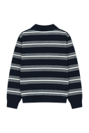 SMALL CLASSIC LOGO MULTI STRIPE POLO KNIT IN NAVY