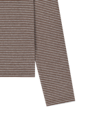 W STRIPE LONG SLEEVE TEE IN DARK BROWN