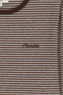 W STRIPE LONG SLEEVE TEE IN DARK BROWN