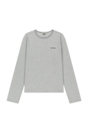 W STRIPE LONG SLEEVE TEE IN LIGHT HEATHER GREY