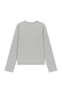 W STRIPE LONG SLEEVE TEE IN LIGHT HEATHER GREY
