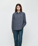 W OVERSIZED SHEER SHIRTS IN DARK NAVY