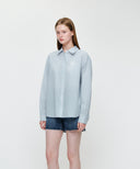 W OVERSIZED SHEER SHIRTS IN SKY BLUE