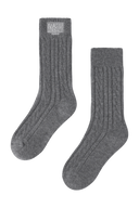 CLASSIC LOGO CABLE SOCKS IN MELANGE GRAY