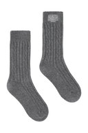 CLASSIC LOGO CABLE SOCKS IN MELANGE GRAY