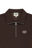 SMALL CLASSIC LOGO HALF ZIPUP SWEATSHIRT IN DARK BROWN