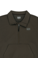 MARITHE SPORT W OVERSIZED SOFT BRUSHED HALF ZIP-UP IN BROWN