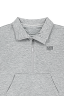 MARITHE SPORT W OVERSIZED SOFT BRUSHED HALF ZIP-UP IN HEATHER GREY