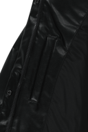 W LEATHER HOODED DOWN JACKET IN BLACK