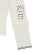 HIGH NECK SLEEVE LOGO KNIT CARDIGAN IN IVORY