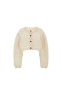 HANDMADE BUTTON CROP CARDIGAN IN IVORY