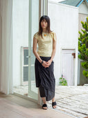 UNBALANCE TIED SHIRRING TOP IN LIGHT YELLOW