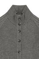 HIGH NECK SLEEVE LOGO KNIT CARDIGAN IN GRAY