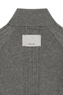 HIGH NECK SLEEVE LOGO KNIT CARDIGAN IN GRAY