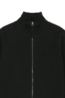 CASHMERE BLENDED SPELL POINT KNIT ZIP UP IN BLACK