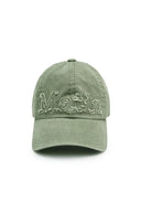 ROUGH CUT APPLIQUE BALL CAP IN LIGHT KHAKI