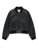 黑色短版領口變形皮質夾克 (CROP LEATHER BLOUSON)