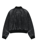 黑色短版領口變形皮質夾克 (CROP LEATHER BLOUSON)