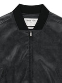 黑色短版領口變形皮質夾克 (CROP LEATHER BLOUSON)