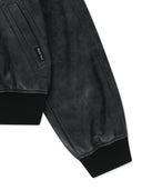 黑色短版領口變形皮質夾克 (CROP LEATHER BLOUSON)