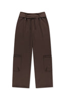 WAIST FOLDING JERSEY PANTS IN BROWN