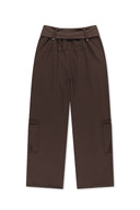 WAIST FOLDING JERSEY PANTS IN BROWN