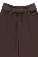 WAIST FOLDING JERSEY PANTS IN BROWN