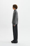 BOUCLE TEXTURE KNIT ZIP UP IN GRAY
