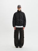 MIX QUILTED LIGHT DOWN JUMPER IN BLACK