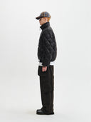 MIX QUILTED LIGHT DOWN JUMPER IN BLACK