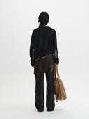 MATIN SLEEVE GRAPHIC SHEER KNIT PULLOVER IN BLACK