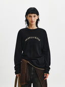 MATIN SLEEVE GRAPHIC SHEER KNIT PULLOVER IN BLACK